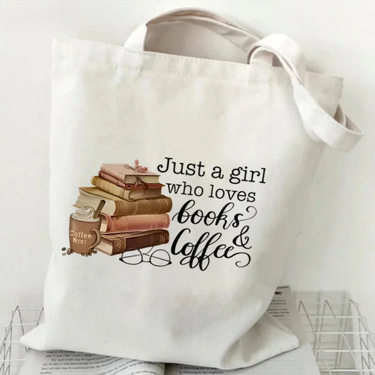 "Just a Girl Who Loves Books & Coffee" Canvas Tote