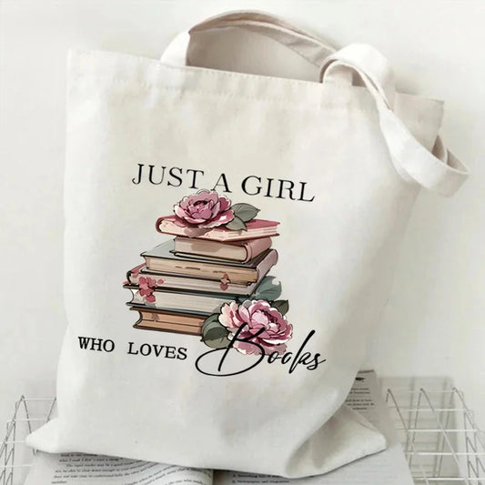 "Just A Girl Who Loves Books" Canvas Tote