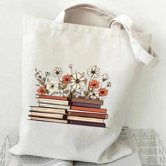 "Floral Chapters" Canvas Tote